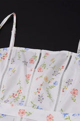 Pleated Spaghetti Strap Floral Dress