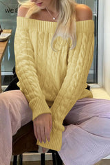 Solid Off Shoulder Pullover Sweater