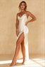 Satin Slit Backless Midi Dress