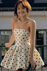 Bow Detail Polka Dot Puff Birthday Dress