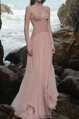 Lace Corset Tulle Ball Gown Strapless Wedding Dress