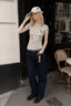 Sheer Polka Dot Mesh Crew Neck Long Sleeve Crop Top
