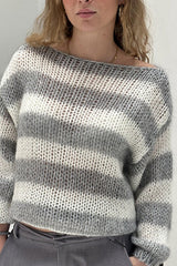 Striped Crewneck Knit Sweater