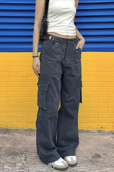 Vintage Multi Pocket Loose Straight Casual Cargo Pants