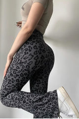 Leopard Print High Waist Tight Micro Flare Yoga Pants