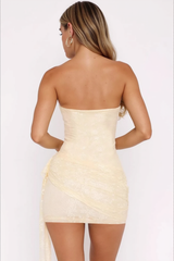 Rhinestone Heart Cutout Tube Lace Patch Slim Bodycon Dress