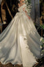 Off Shoulder Satin Train Wedding Dress
