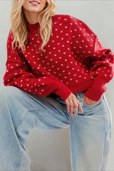 Cropped Butterfly Pattern Sweater