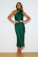 Chic Satin Slit Backless Sexy Cocktail Dress