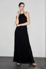 Open Back Ruched Stripe Tie Ruffle Maxi Vacation Dress