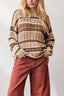 Multicolor Stripe Textured Relaxed Pullover Knit Sweater