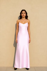 Backless Lace-Up Silk Dress