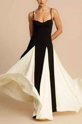 Chic Elegant Sexy Slim Colorblock Camisole Formal Dress