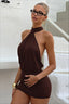 Blouson Halter Cutout Ruched Bodycon Mini Dress
