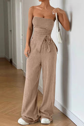 Ribbed Sleeveless Tie Front Knit Set