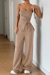 Ribbed Sleeveless Tie Front Knit Set