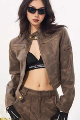 Vintage Distressed Suede Moto Jacket