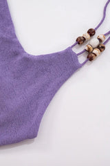 Beaded Halter Tie-Up Mini Dress