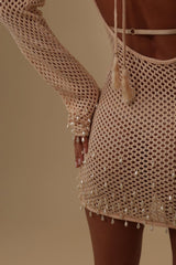 Crew Neck Breathable Long Sleeve Fitted Knit Sweater Dress