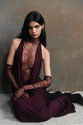 Sexy Halter Neck Deep V Bodycon Maxi Formal Dress