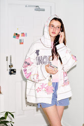 Playful Graffiti Stripe Print Hoodie
