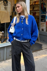 Cropped Knit Button Cardigan