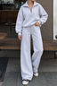 Half Zip Sweatshirt Wide Leg Pants Set