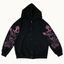 Printed Zip Vintage Black Casual Sporty Hoodie