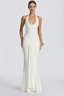 U Neck Halter Sash Panel Bodycon Party Dress