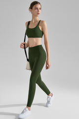 Seamless Cross Back Bra Sculpting Pants Activewear Set