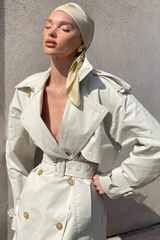 Lapel Belted Waist Elegant Office Overcoat