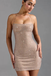 Sexy Halter Rhinestone Bodycon Cocktail Dress