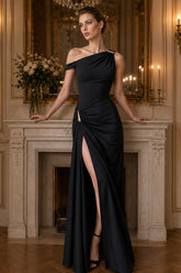 Sleeveless Asym Off Shoulder Slit Party Dress