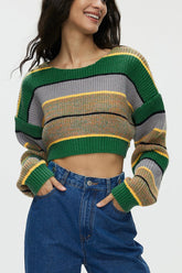 Chic Color Block Crop Sweater