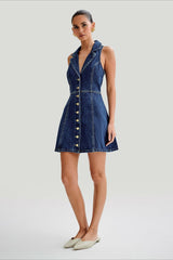 Fitted Halter Denim Dress