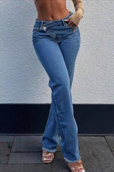 High Waist Distressed Flare Jeans