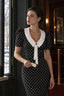 Retro Lapel Slim Polka Dot Maxi Dress