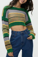 Chic Color Block Crop Sweater