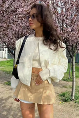 Buttoned Baseball Bomber Jacket
