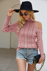 Elegant Cable Mock Neck Sweater
