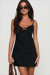 Sexy Low Cut Spaghetti Strap Denim Dress