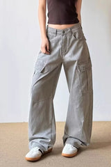 Vintage Grey Wide Leg Cargo Jeans