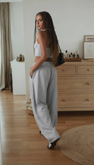 Elastic Waist Loose Fit Casual Pants