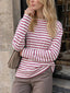 Cotton Striped Crew Neck Long Sleeve Tee