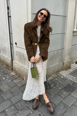 Brown Single-Breasted Suede Blazer