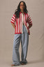 Color Block Striped Polo Sweater