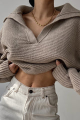 Long Sleeve Collar Knit Sweater