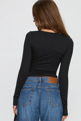 Y2K Spicy Deep V Cutout Slim Long Sleeve Crop Top