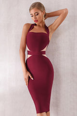 Sexy Strapless Lace Solid Burgundy Backless Cocktail Dress