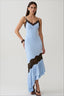 Lace Trim Backless Waist Cinched Mermaid Dress